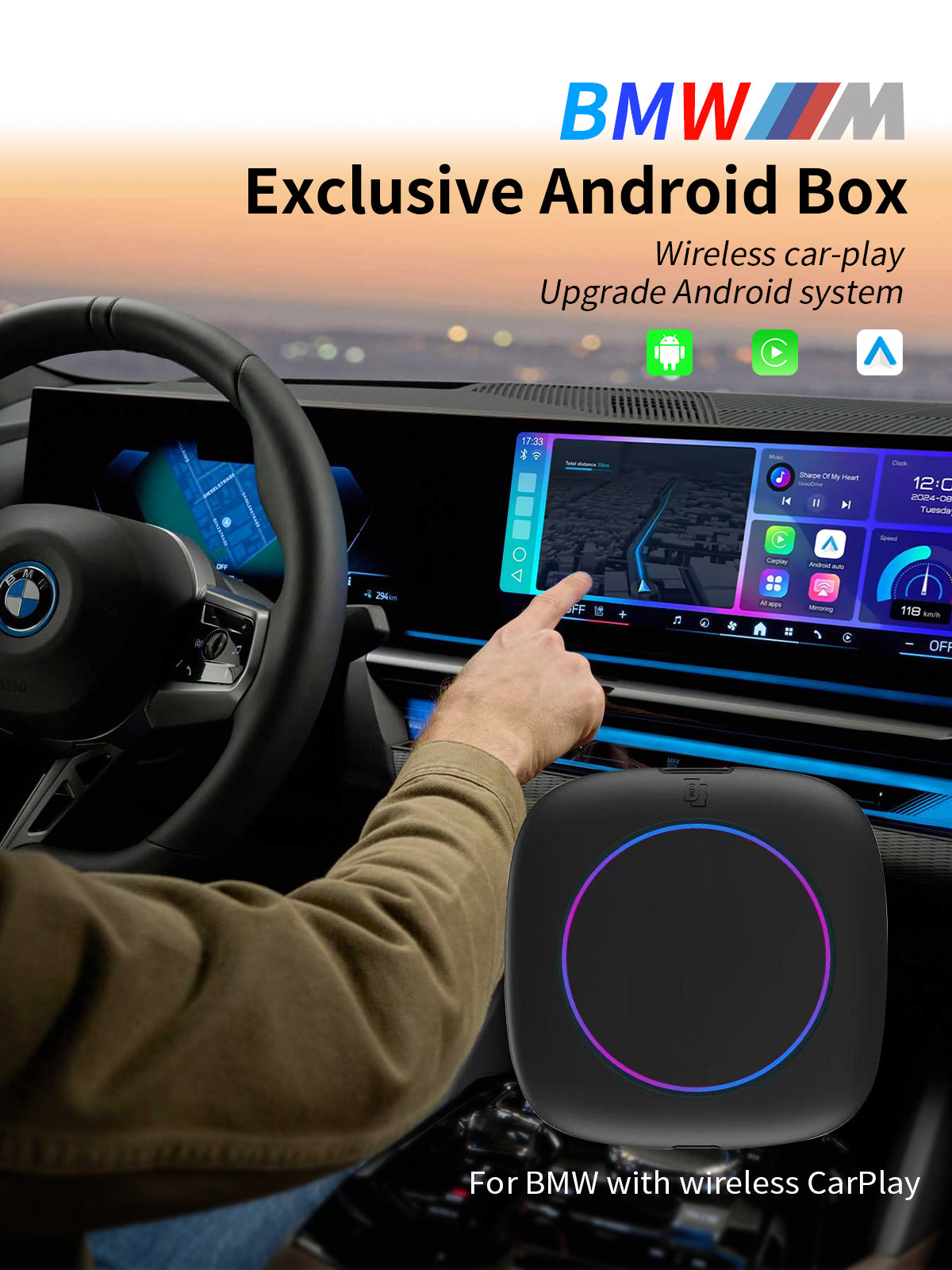 BMW VMC Multimedia Box with plug-and-play installation, access to apps, media, and seamless integration with iDrive systems.