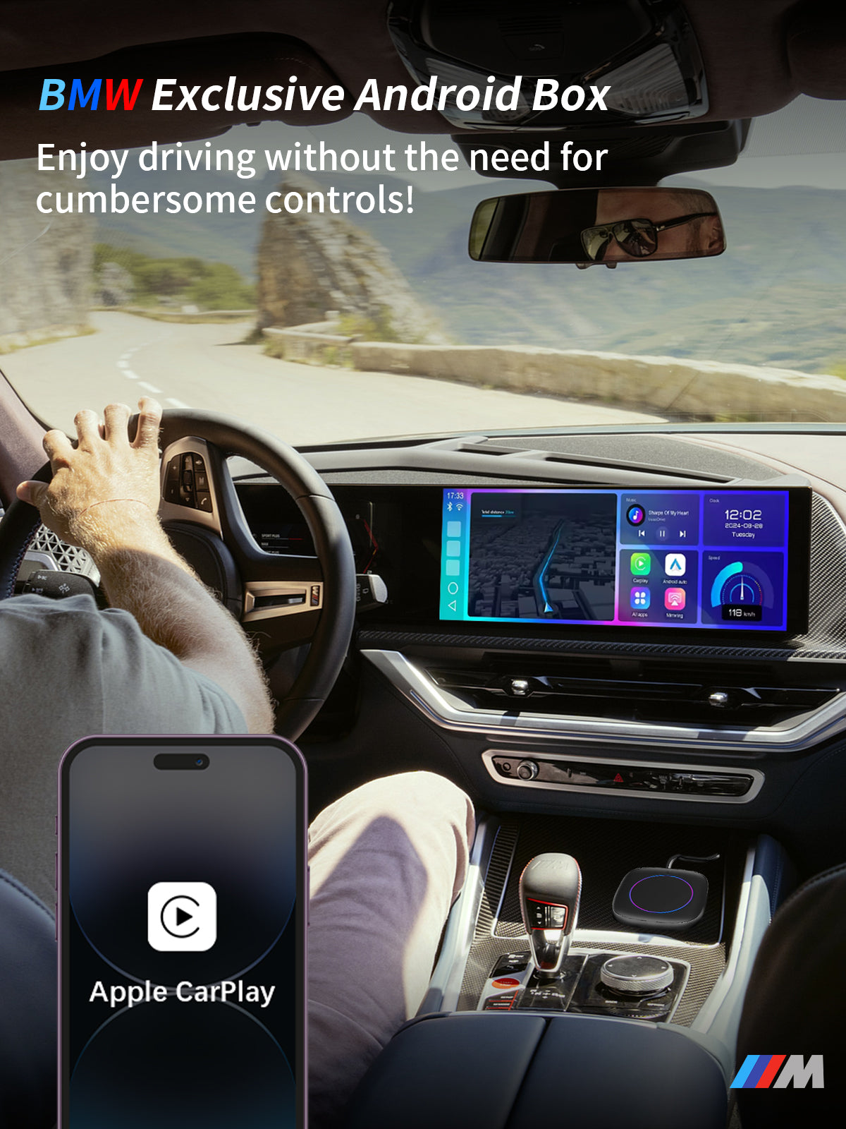 BMW VMC Multimedia Box for iDrive 10, offering YouTube, Netflix, and personal media playback with SIM and TF card slots.